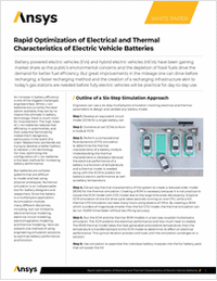 Rapid Optimization of Electrical and Thermal Characteristics of Electric Vehicle Batteries