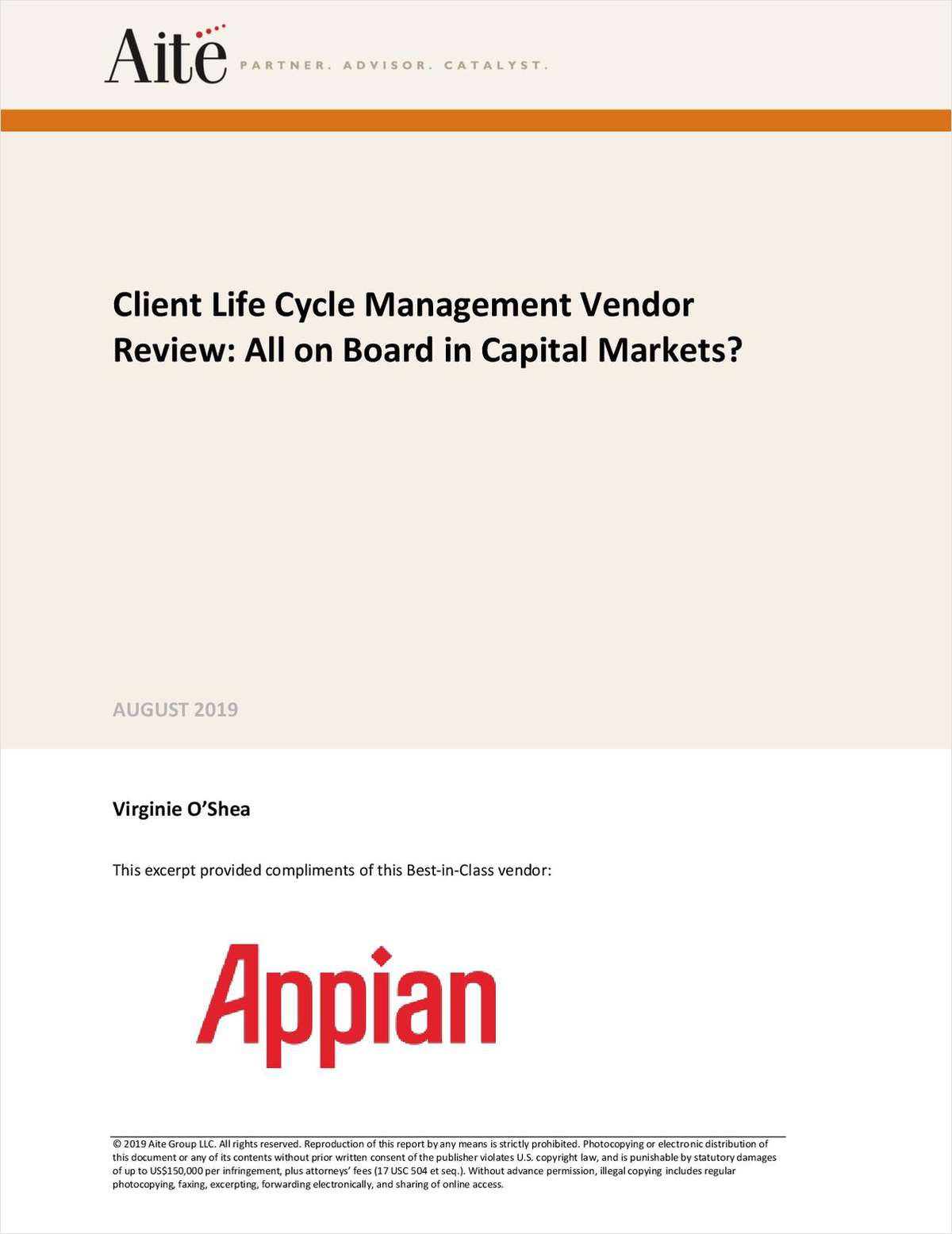 Aite Impact Matrix: Client Life Cycle Management Vendor Review: All on Board in Capital Markets?