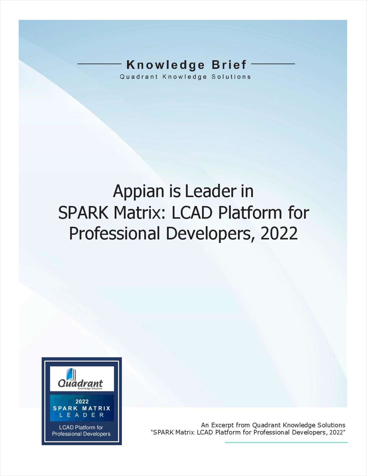 SPARK MATRIX: LCAD for Professional Developers, 2022
