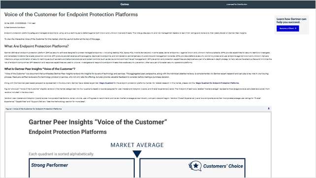 Voice of the customer for endpoint protection platforms