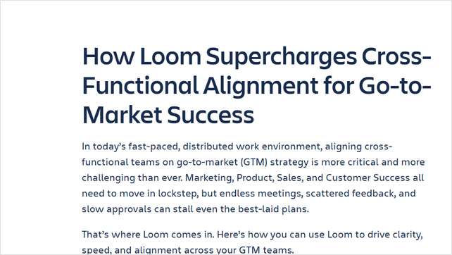 How Loom Supercharges Cross-Functional Alignment for Go-to-Market Success