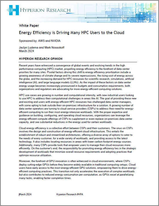 Energy efficiency drives HPC to the cloud