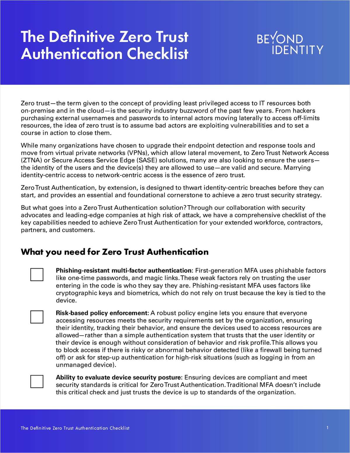 The Definitive Zero Trust Authentication Checklist
