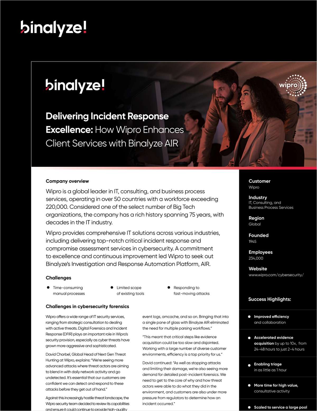 Delivering Incident Response Excellence: How Wipro enhances customer services with automated investigation and response