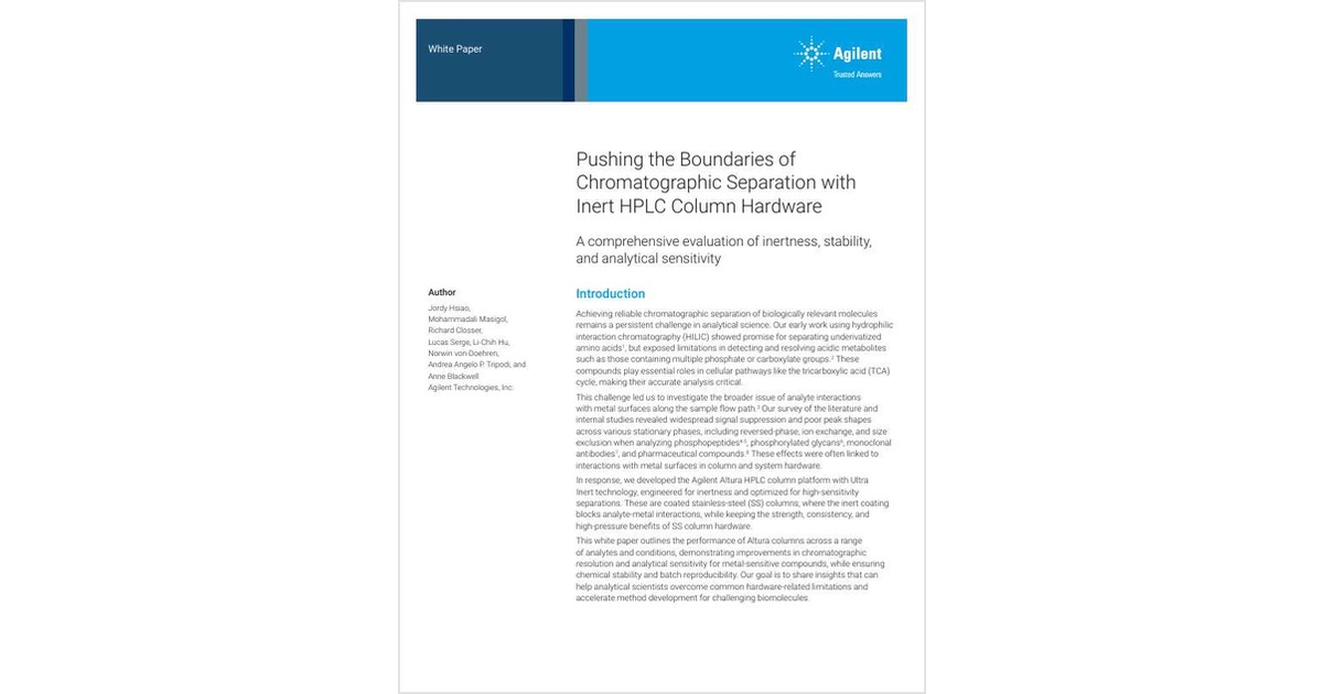 Pushing The Boundaries Of Chromatographic Separation With Inert HPLC ...