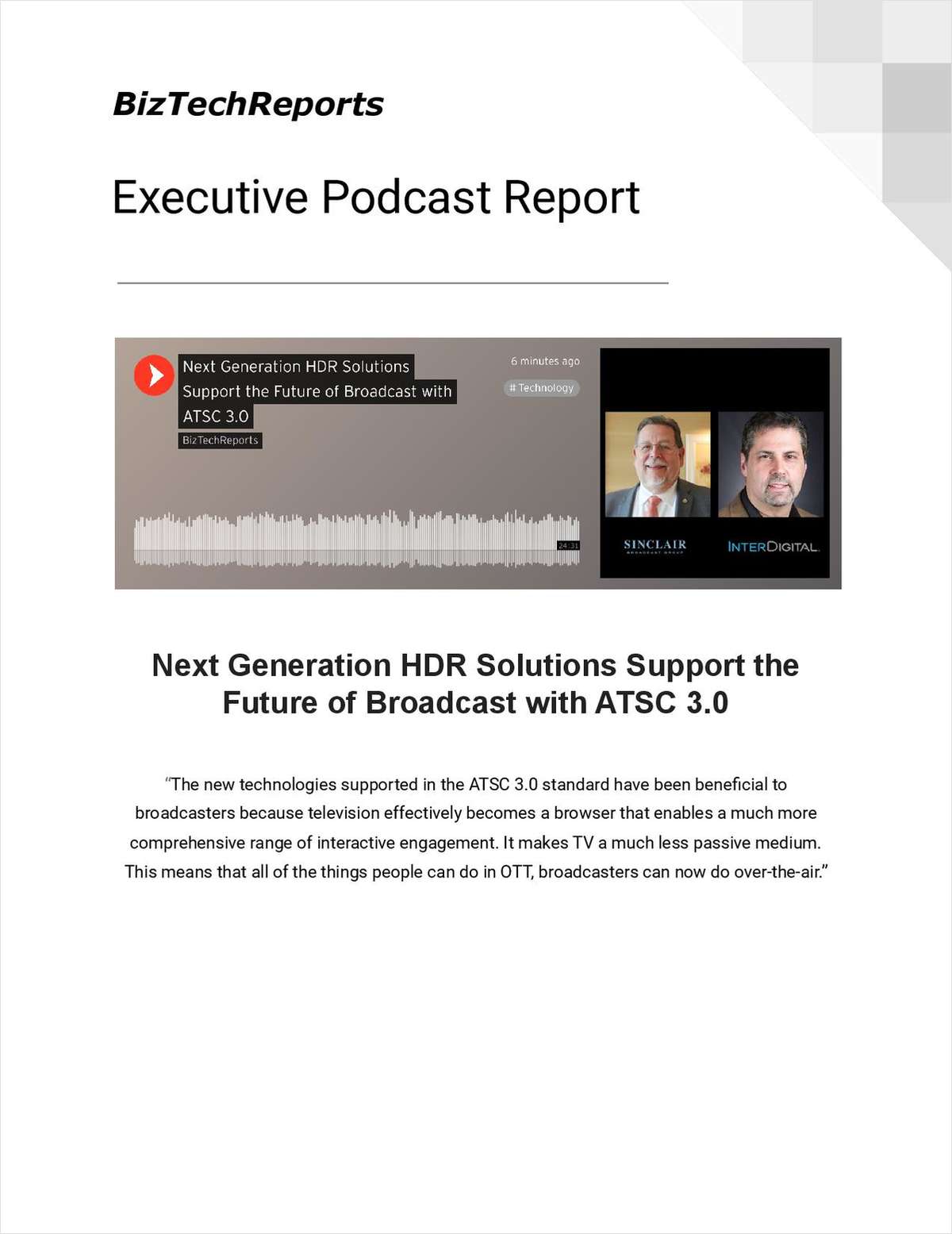 Next Generation HDR Solutions Support the Future of Broadcast with ATSC 3.0