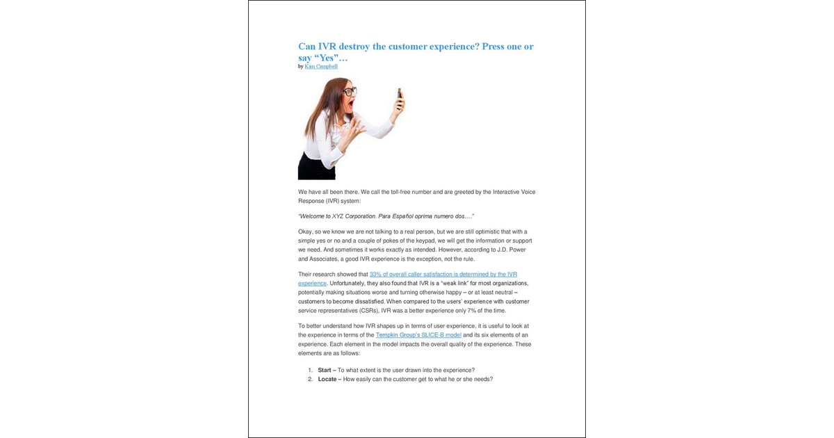 Can IVR Destroy The Customer Experience?