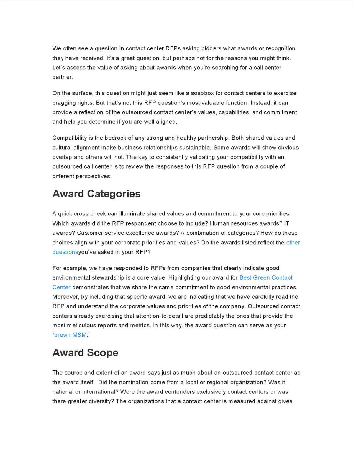 Upgrade Your Contact Center RFP By Asking About Awards