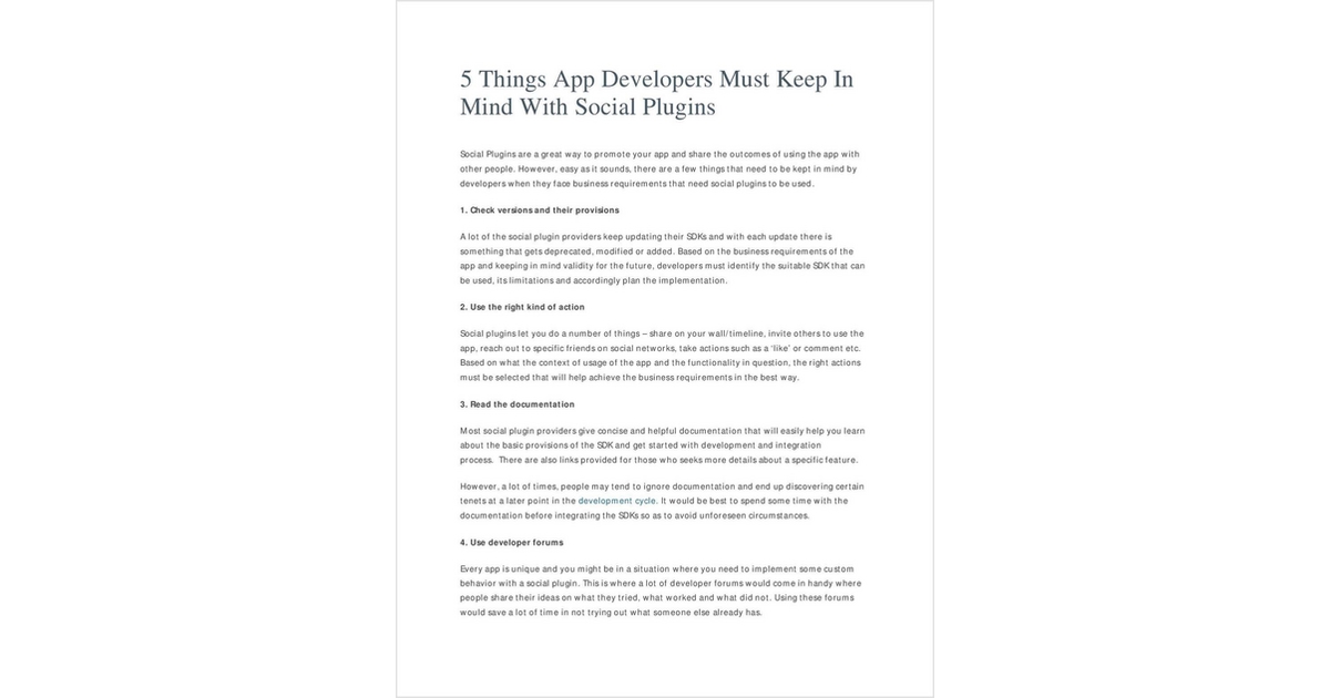 5 Things App Developers Must Keep In Mind With Social Plugins