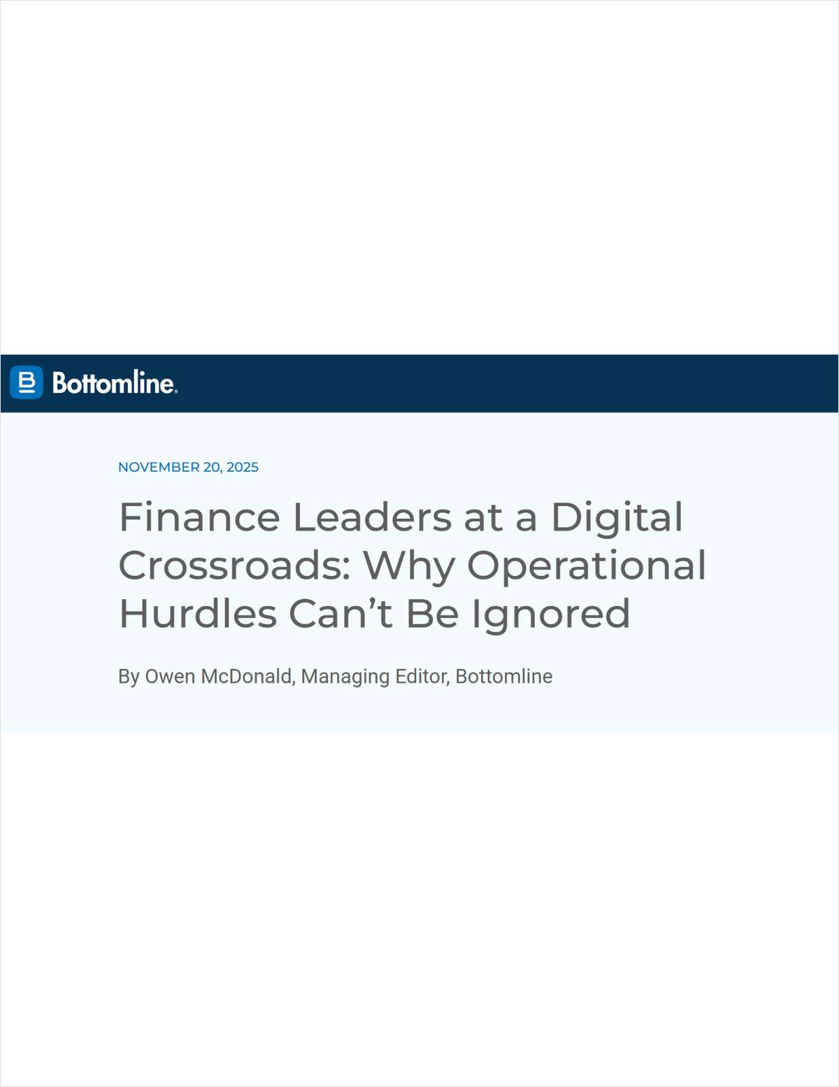 Finance Leaders at a Digital Crossroads