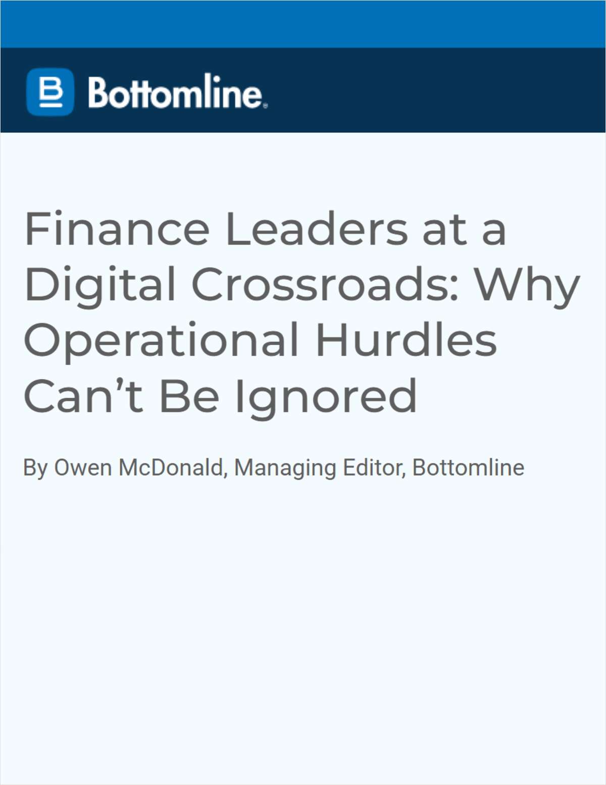 Finance Leaders at a Digital Crossroads