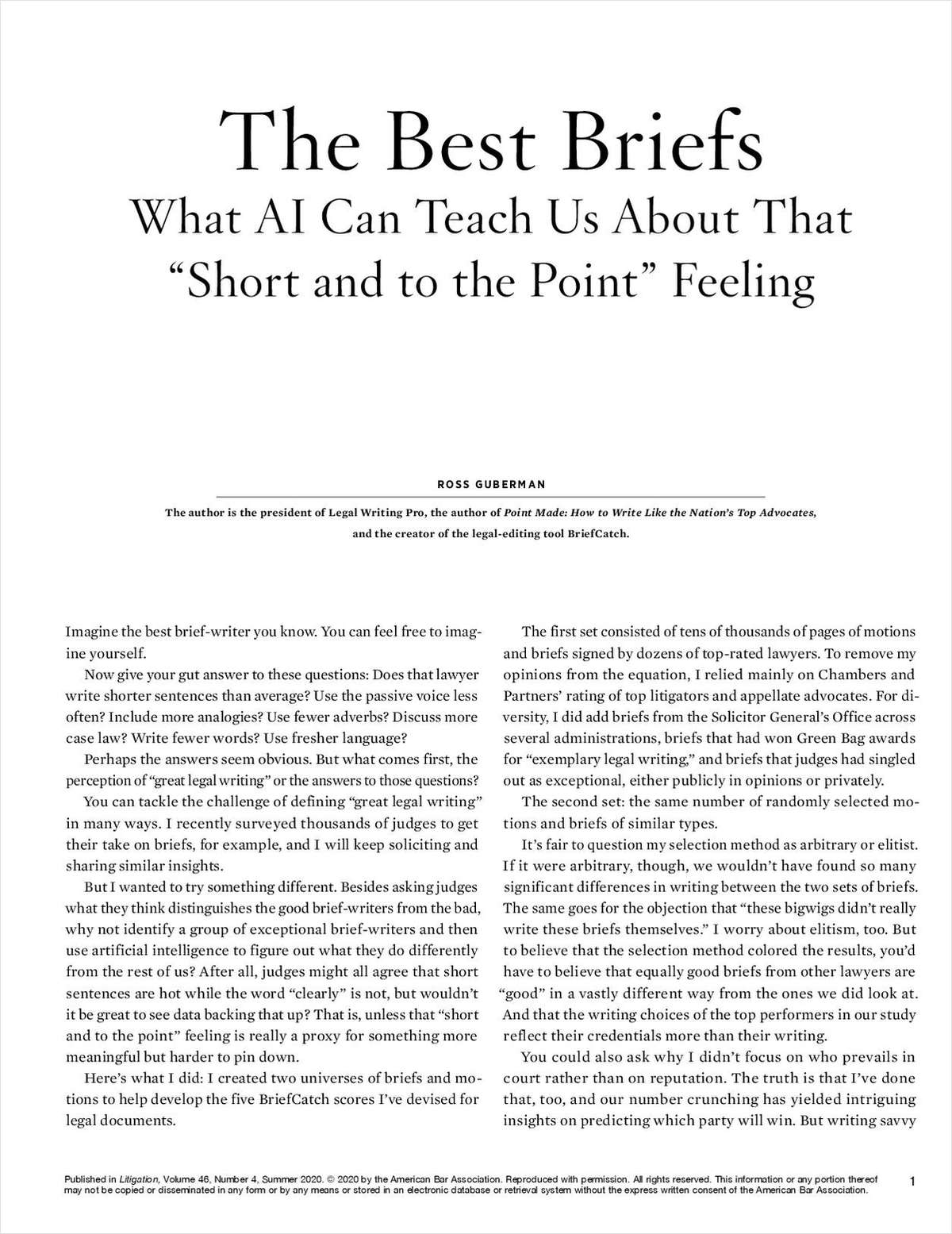 The Best Briefs: What AI Can Teach Us About That 'Short and to the Point' Feeling
