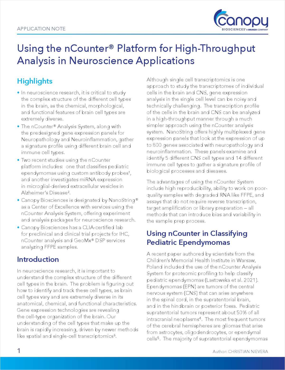 Using the nCounter Platform for High-Throughput Analysis in Neuroscience Applications