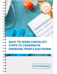 Back-to-Work Checklist: Steps to Consider in Emerging From a Shutdown