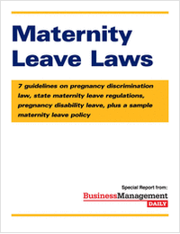     HR Guide for Maternity Leave Laws -- With FREE Sample Leave Policy        7 guidelines on pregnancy discrimination law, state maternity leave regulations, pregnancy disability leave, plus a sample policy Learn More >