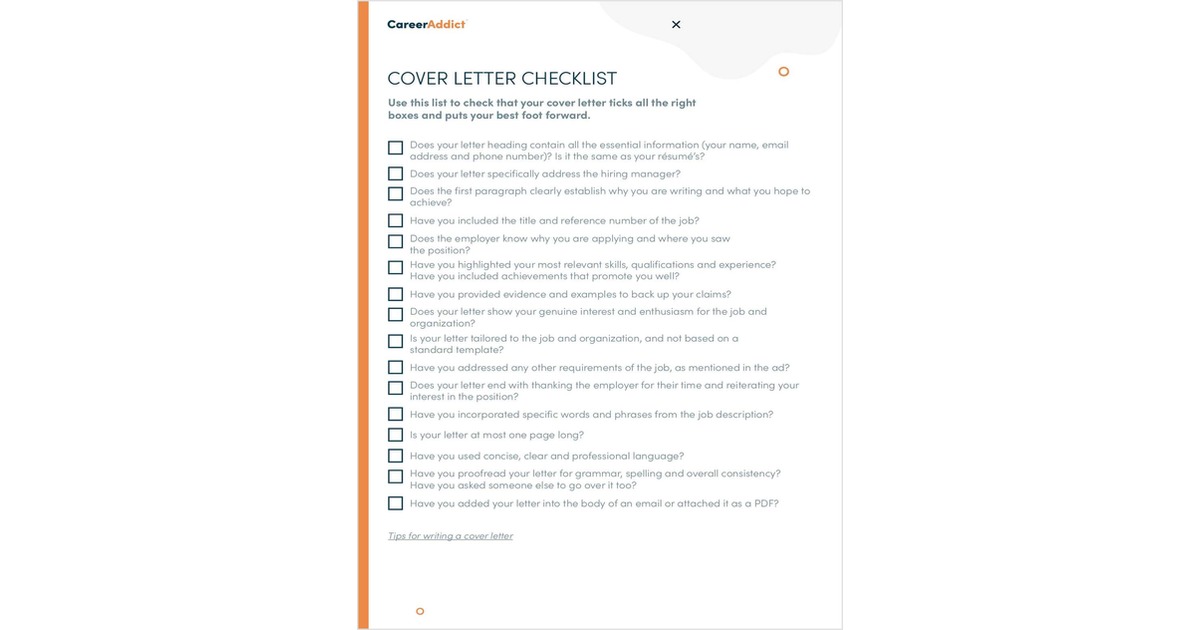 Cover Letter Checklist