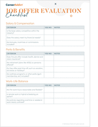Job Offer Evaluation Checklist