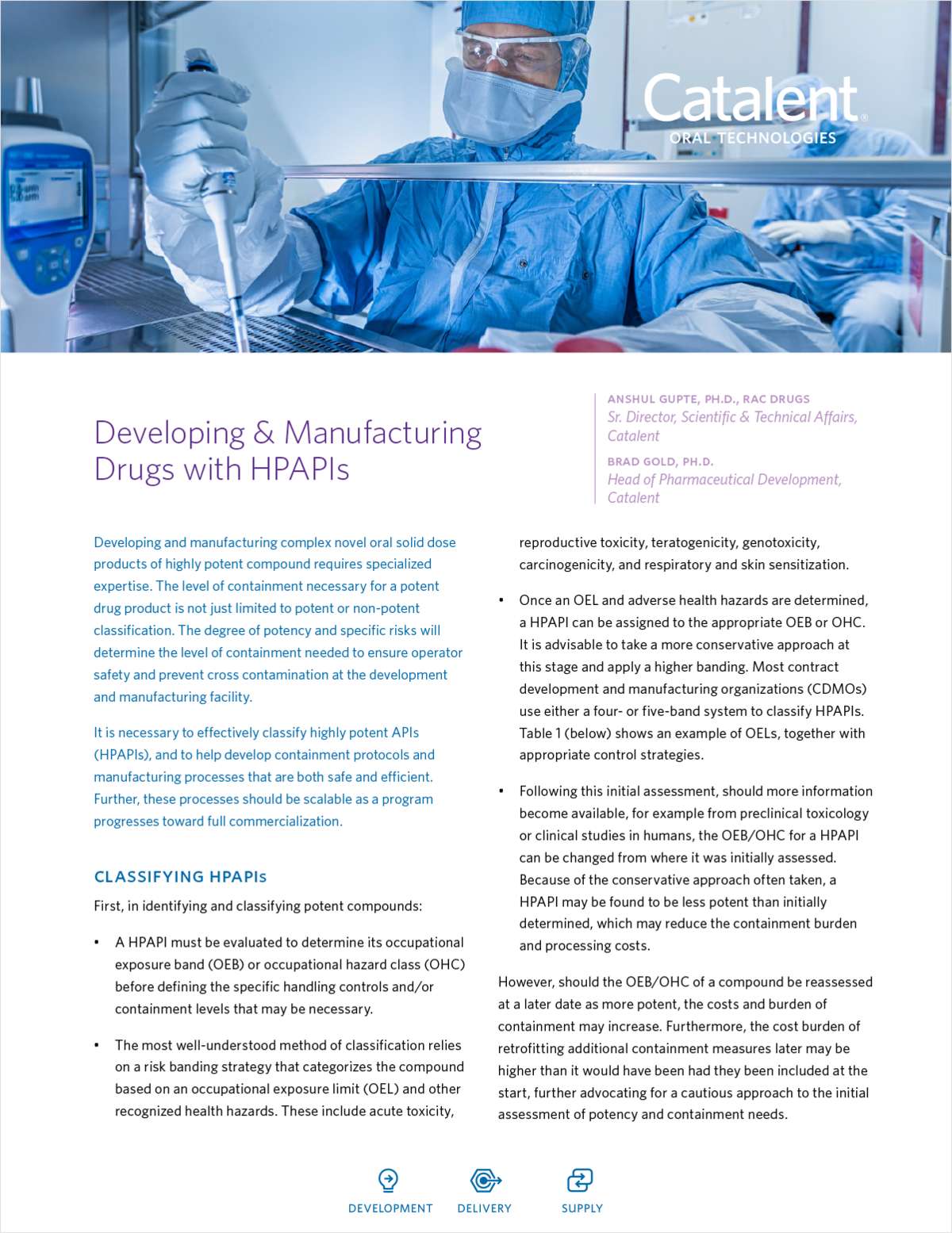 Developing and Manufacturing Drugs with HPAPIs