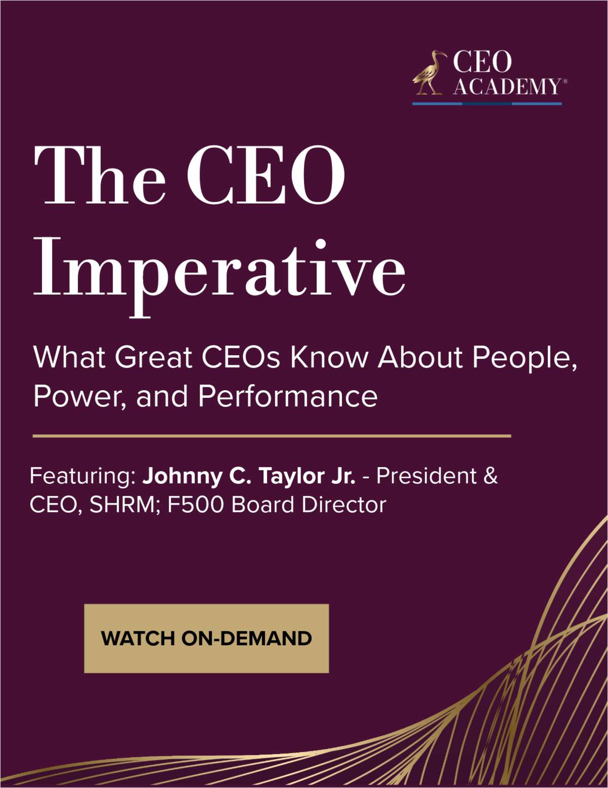The CEO Imperative: What Great CEOs Know -- Now Available On-Demand