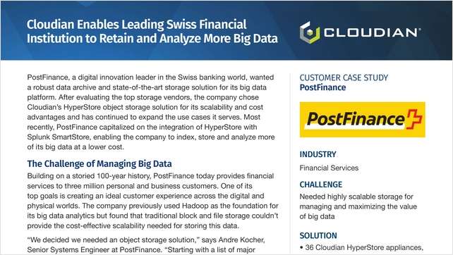 Cloudian Enables Leading Swiss Financial Institution to Retain and Analyze More Big Data