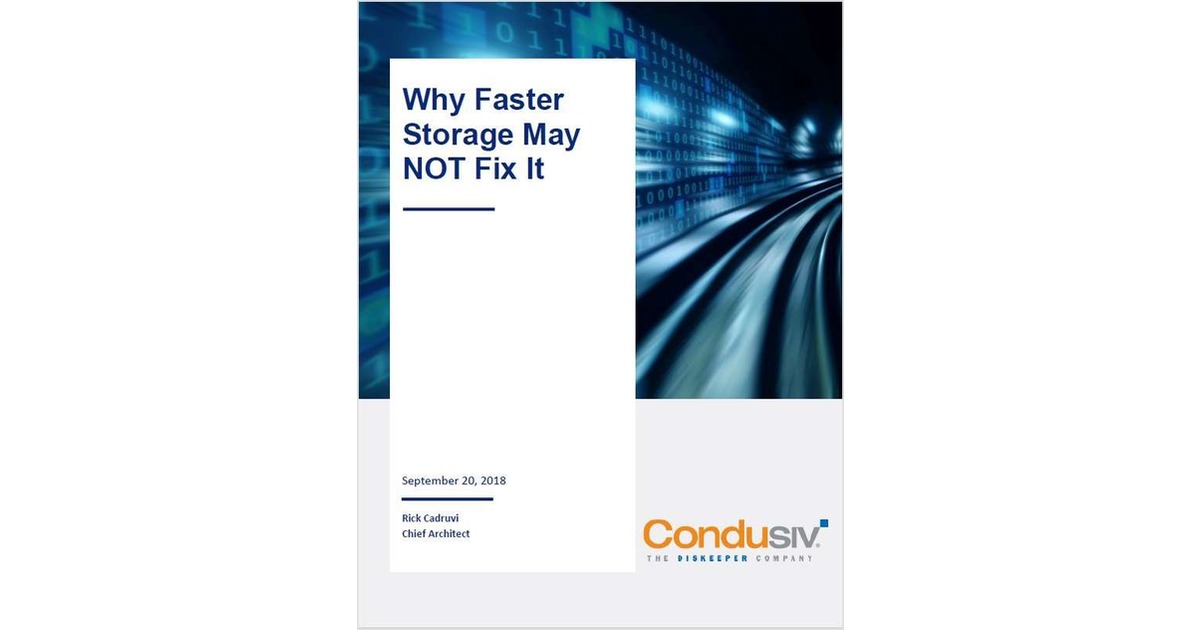 Why Faster Storage May NOT Fix It