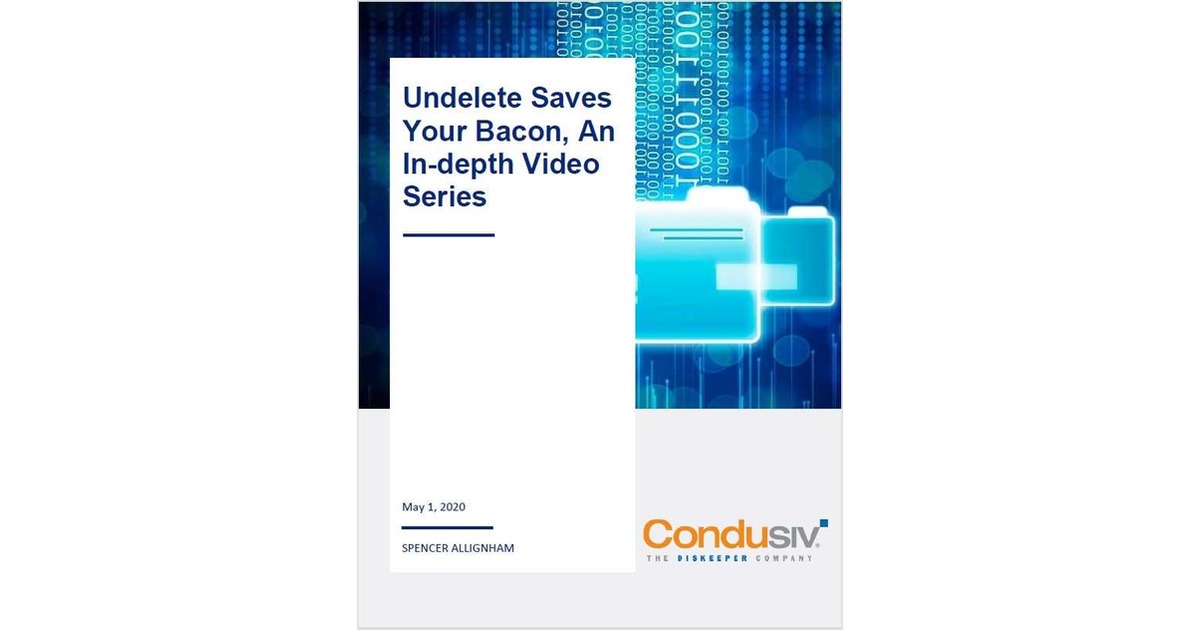 Undelete Saves Your Bacon, An In-depth Video Series