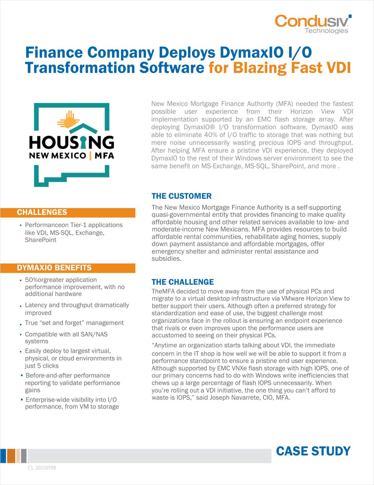 Finance Company Deploys DymaxIO I/O Transformation Software for Blazing Fast VDI