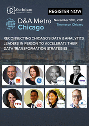 CHICAGO NETWORKING EVENT: Data & Analytics Metro, Chicago - November 16th, Thompson Chicago Hotel
