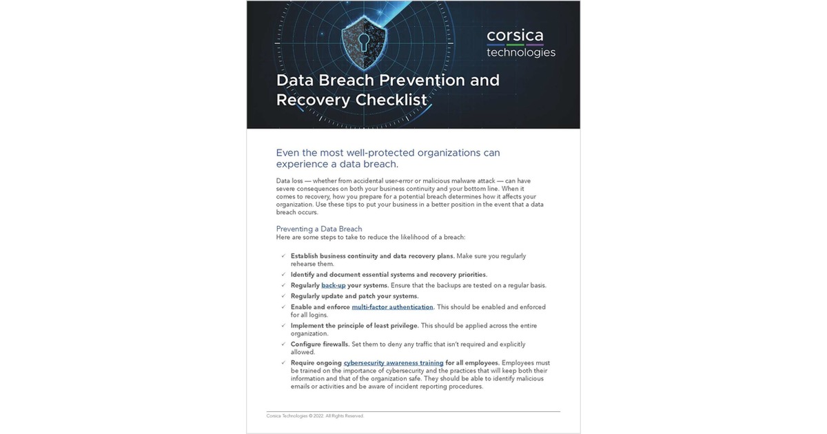 Data Breach Prevention and Recovery Checklist Free Checklist