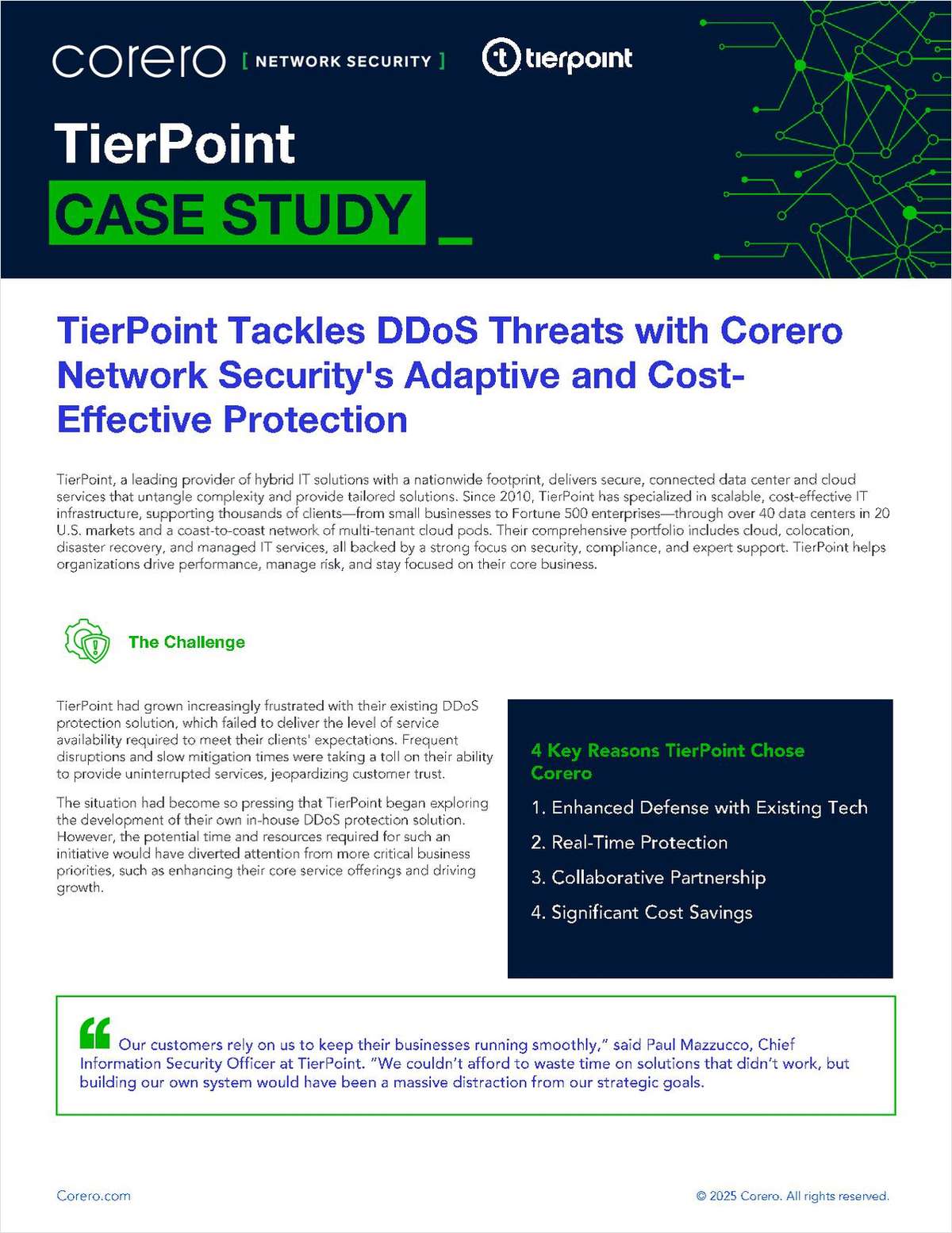 TierPoint Boosts Uptime and Trust with Corero DDoS Defense