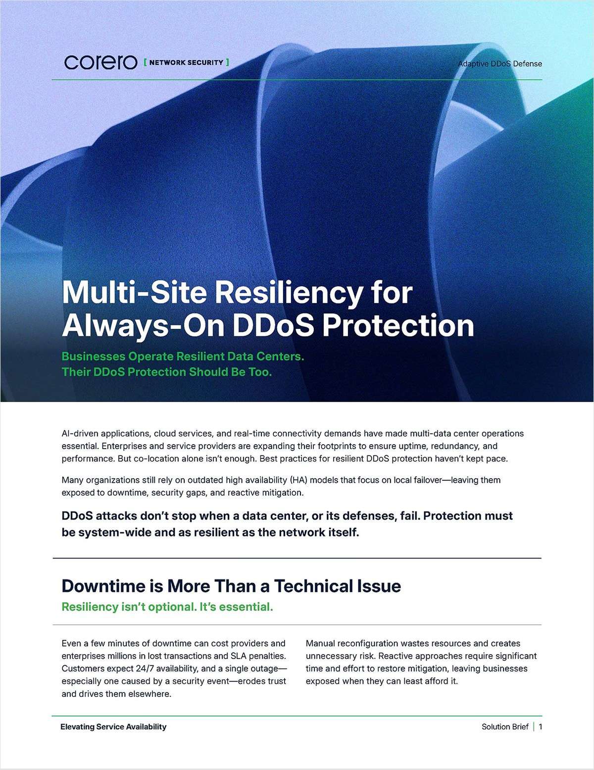 Multi-Site DDoS Resiliency for Critical Operations