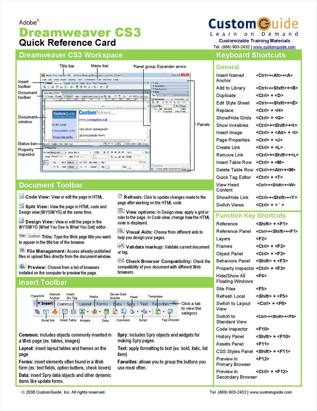 Dreamweaver CS3 - Free Quick Reference Card