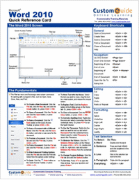 Microsoft Word 2010 - Free Quick Reference Card