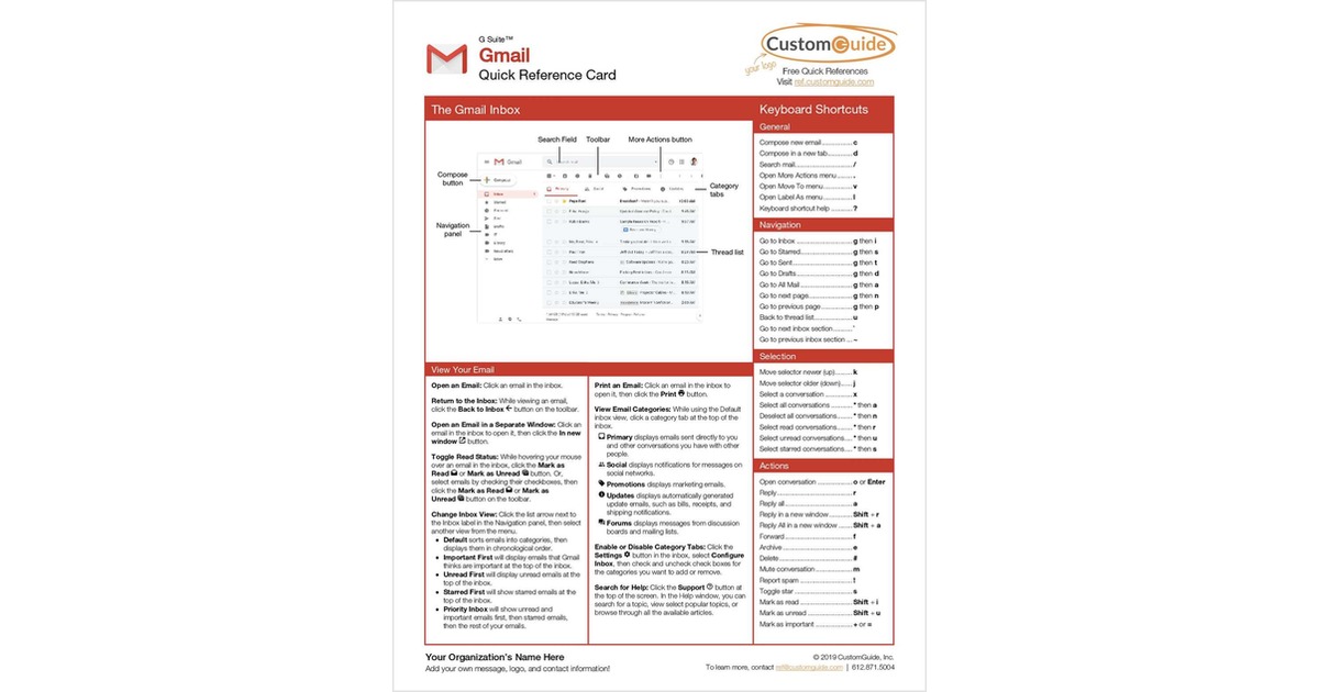 Gmail- Free Reference Card