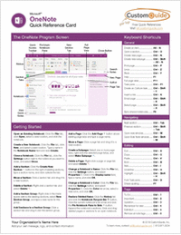 Microsoft OneNote- Free Reference Card