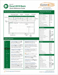 Microsoft Excel 2019 Basic - Quick Reference Guide