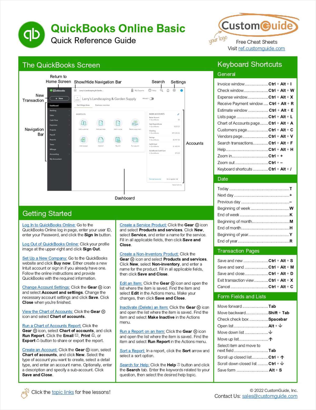 Quickbooks Quick Reference Guide