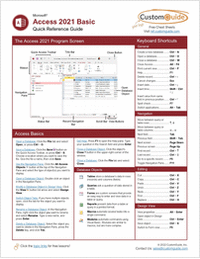 Microsoft Access 2021 Basic - Free Quick Reference Card