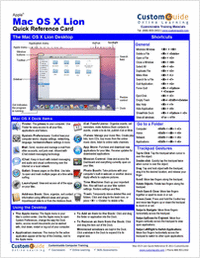 Apple Mac OS X Lion-- Free Quick Reference Card