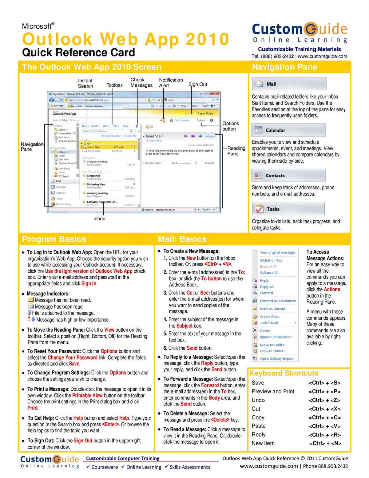 Microsoft Outlook Web App 2010-- Free Quick Reference Card