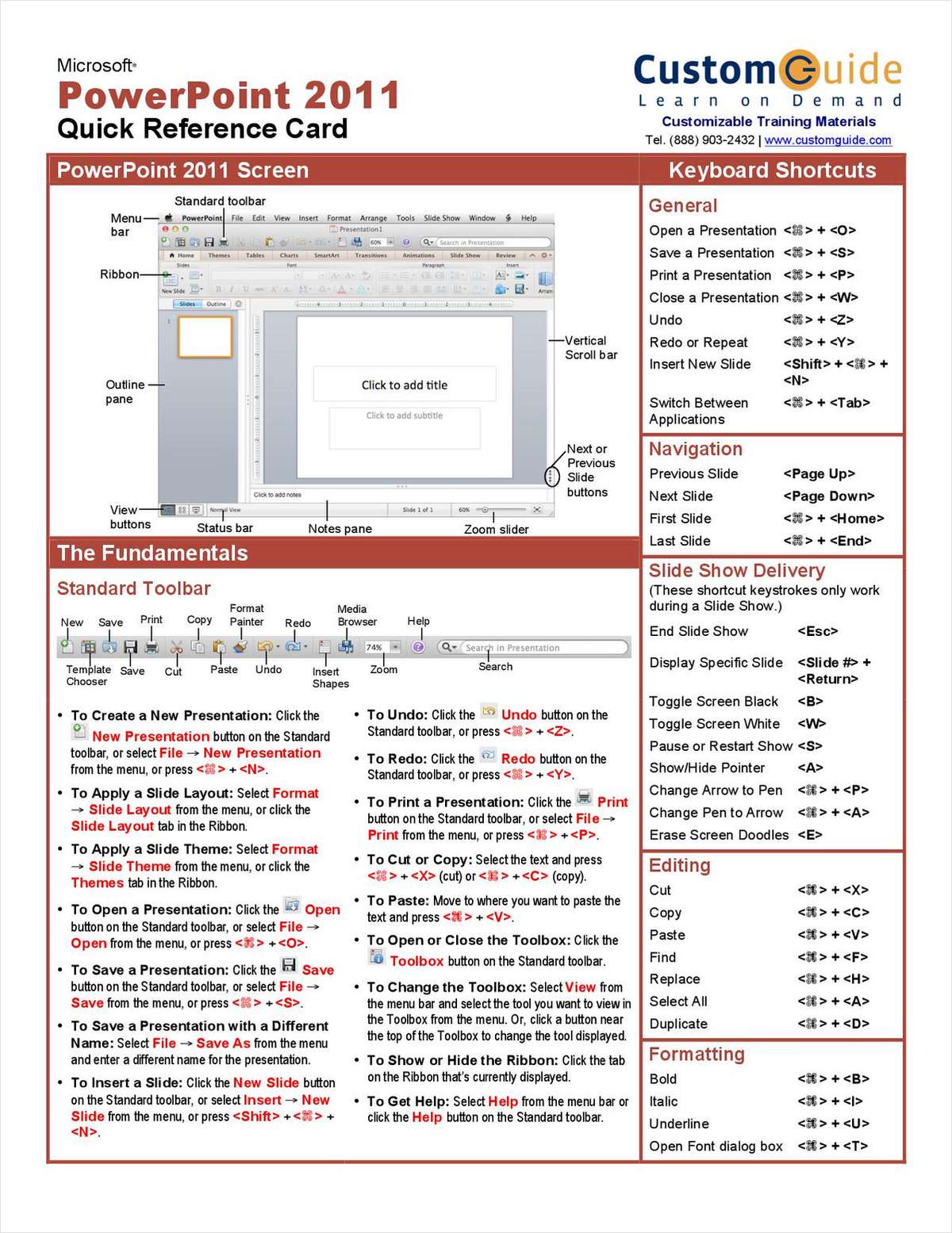 Microsoft PowerPoint 2011- Free Quick Reference Card