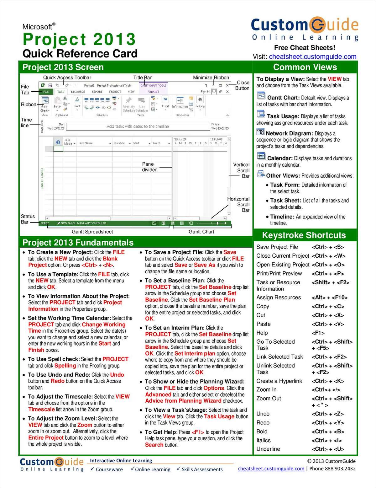 Microsoft Project 2013-- Free Quick Reference Card