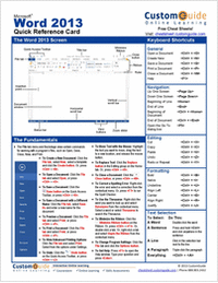 Microsoft Word 2013-- Free Reference Card