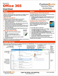 Microsoft Office 365 -- Free Cheat Sheet