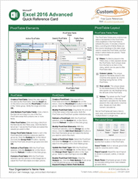Microsoft Excel 2016 Advanced - Quick Reference Guide