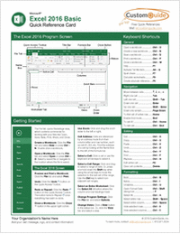 Microsoft Excel 2016 Basic - Quick Reference Guide