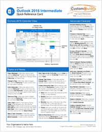 Microsoft Outlook 2016 Intermediate - Quick Reference Card