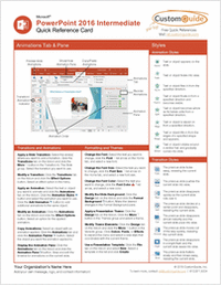 Microsoft PowerPoint 2016 Intermediate - Quick Reference Card