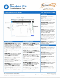 Microsoft Office SharePoint 2016 - Quick Reference Card