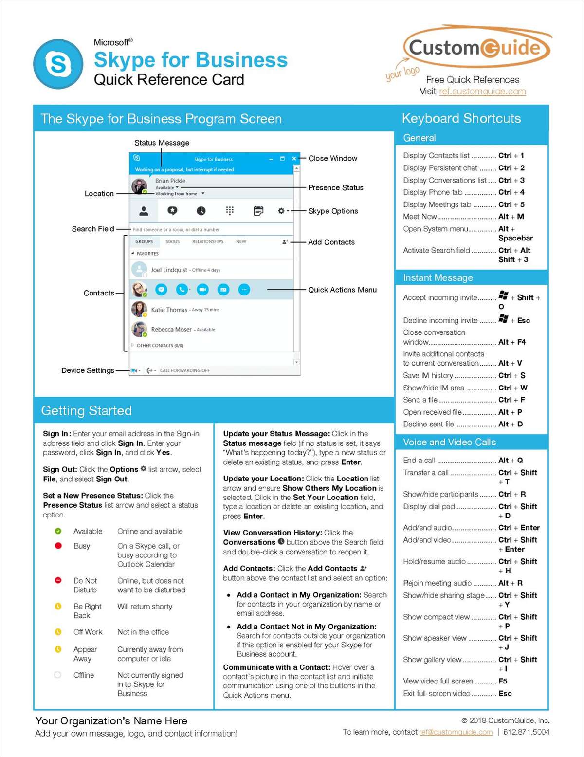 Skype for Business - Quick Reference Card
